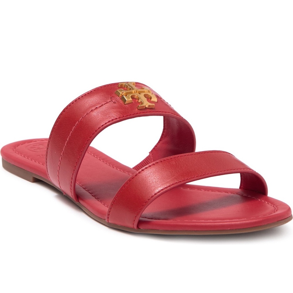 Tory Burch Everly Leather Slide Sandal In Brilliant Red Size 10M NIB